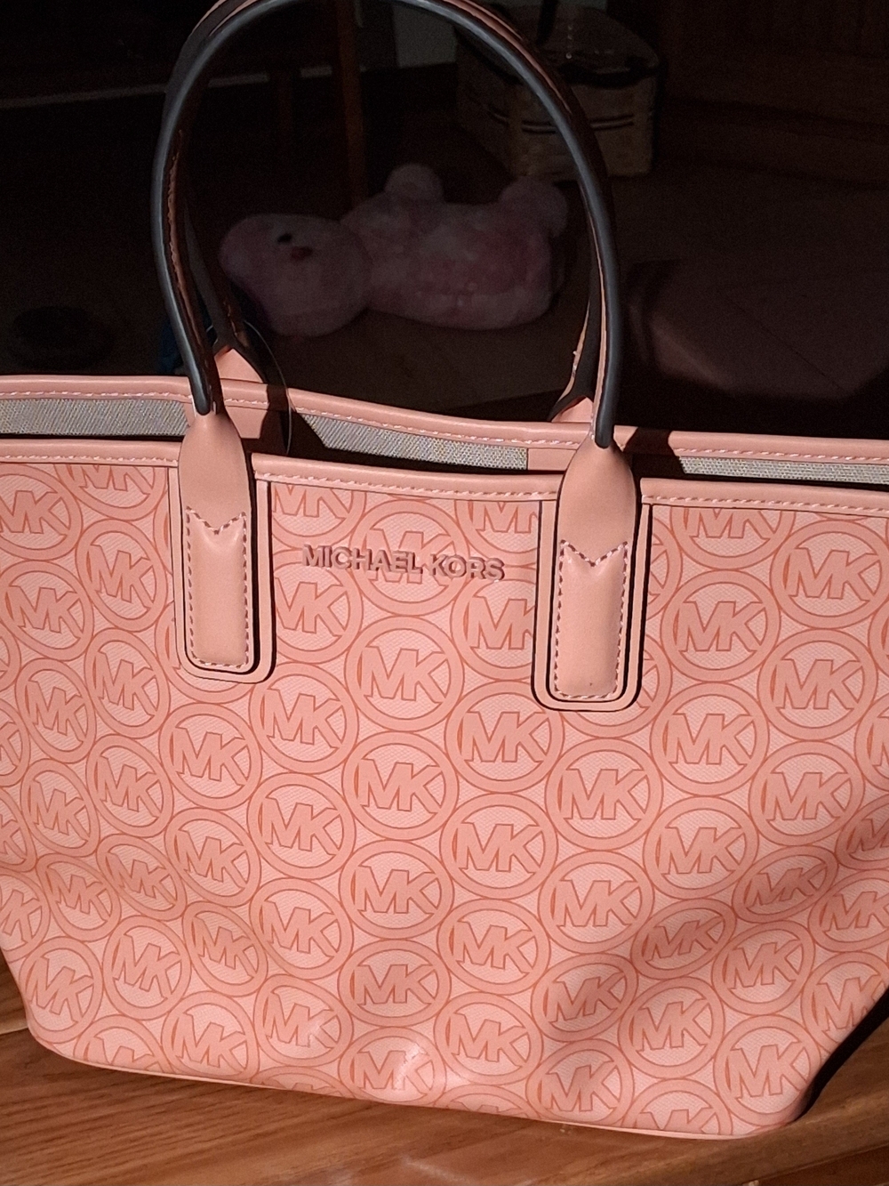 Michael Kors Sherbet Jodie Logo Pattern Tote with Dark Handles